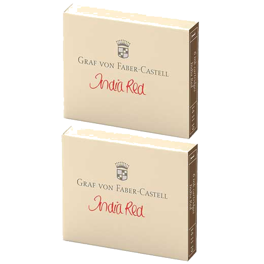 This is the Graf von Faber-Castell India Red Ink Cartridges 2 x Pack of 6.