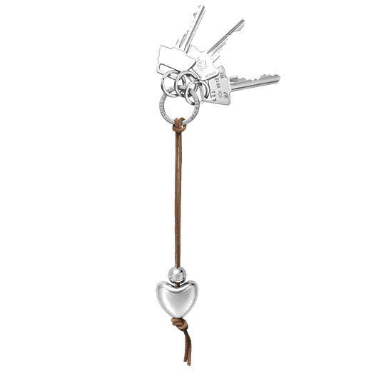 georg jensen heart keyring withleather strap in use