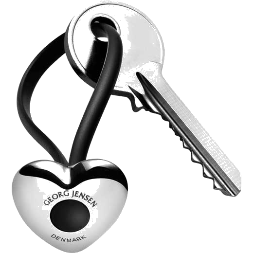 This polished Georg Jensen keyring features a stainless steel heart detail.