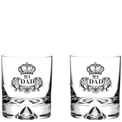 These Dimple Base 2 x 28cl 'No.1 Dad' Engraved Large Tumblers have been designed by Royal Scot Crystal.