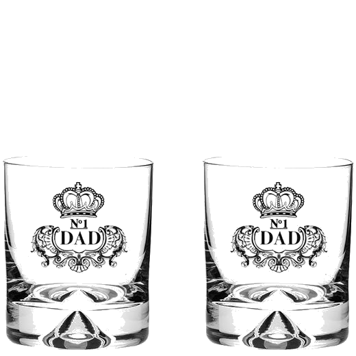 These Dimple Base 2 x 28cl 'No.1 Dad' Engraved Large Tumblers have been designed by Royal Scot Crystal.