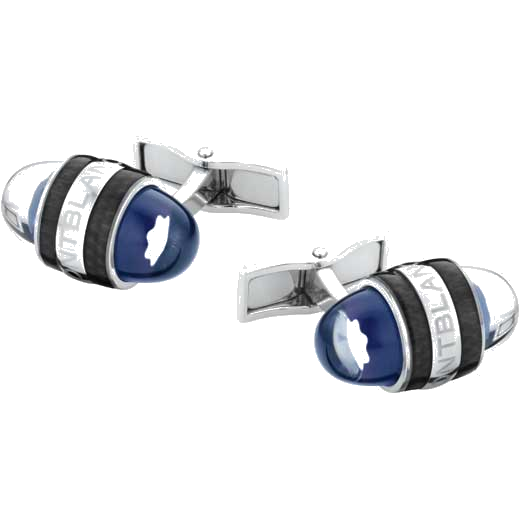 These are the Montblanc StarWalker Steel & Blue Lacquer Cufflinks.