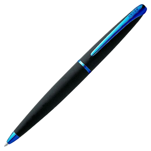 This ATX Basalt Black & Blue PVD Ballpoint Pen by Cross has a gorgeous blue trim in contrast to the matte basalt black.