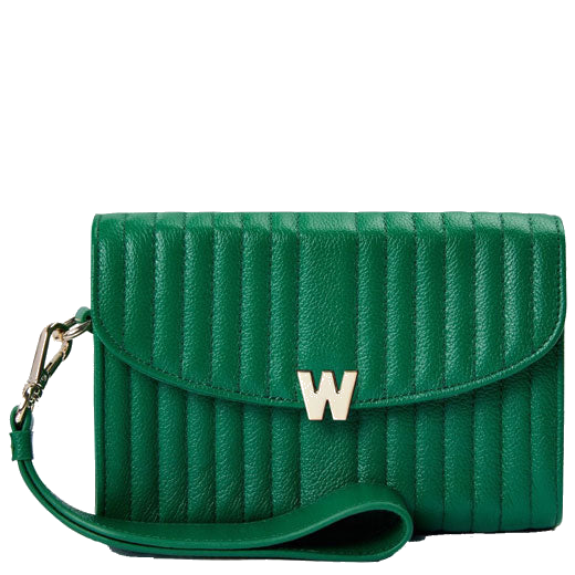 WOLF's Forest Green Mimi Cross Body Bag with Wristlet is made out of soft grain leather.