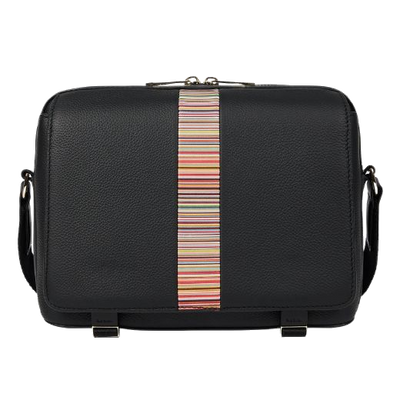 paul smith signature stripe messenger bag black 1