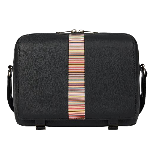 This Grained Leather Signature Stripe Trim Messenger Bag by Paul Smith is great for weekends and casual days out.
