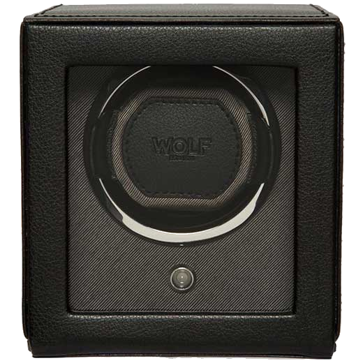 This WOLF Black Cub Watch Winder with Cover has internal room for 1 watch.