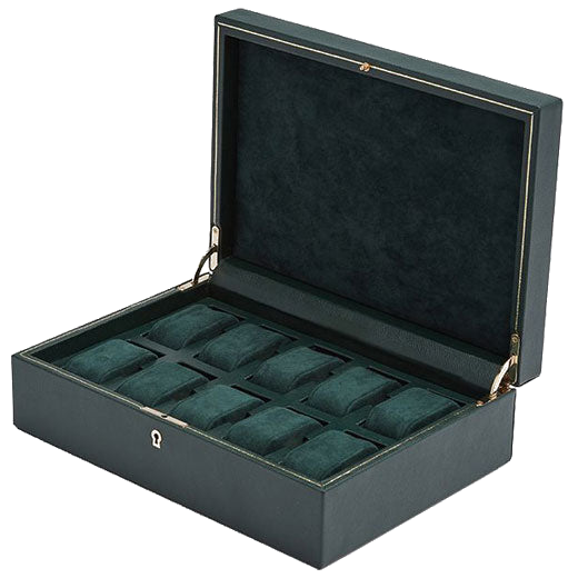 Green British Racing 10 Piece Watch Box designed by WOLF 1834.