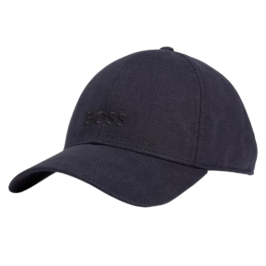 This Zed Dark Blue Linen Embroidered Logo Cap by BOSS has the embroidered logo on the front in matching blue.