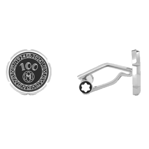 Montblanc's Meisterstück 100 Years Stainless Steel Cufflinks are made with stainless steel and have an inlay with black lacquer.