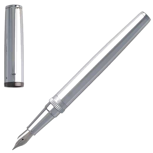 This silver fountain pen has been designed by Hugo Boss as part of their gear metal collection.