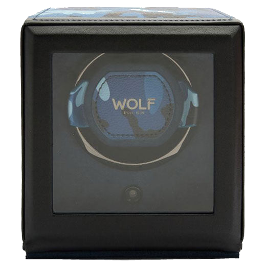 WOLF 1834's Elements Water Cub Watch Winder with Cover is crafted in vegan leather.