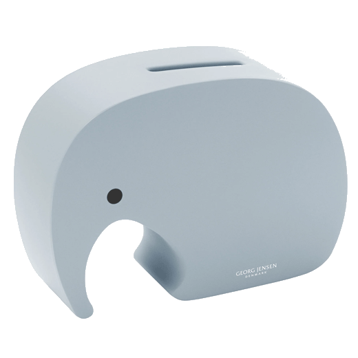 This Miniphant Money Box Blueberry Sprinkle by Georg Jensen is made out of stainless steel.