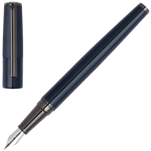 This is the All Navy Gear Minimal Fountain Pen designed by Hugo Boss.