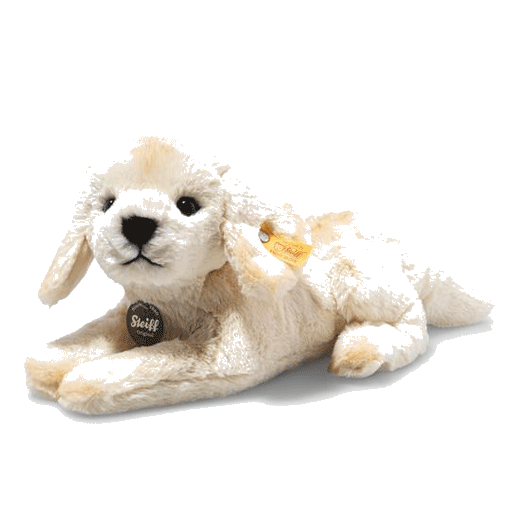 Steiff's Teddies for Tomorrow Lenny the Labrador has been made with polyester with a recycled stuffing inside.