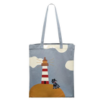 radley smoky blue lighthouse canvas tote bag