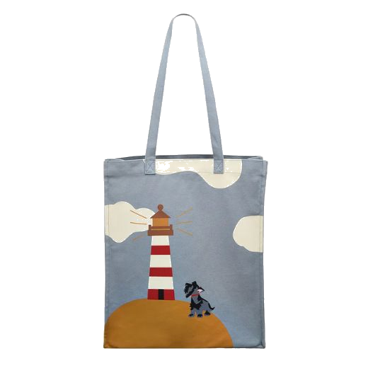 radley smoky blue lighthouse canvas tote bag