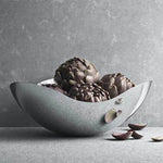 This Georg Jensen Stainless Steel Bloom Large Bowl is suitable for food.