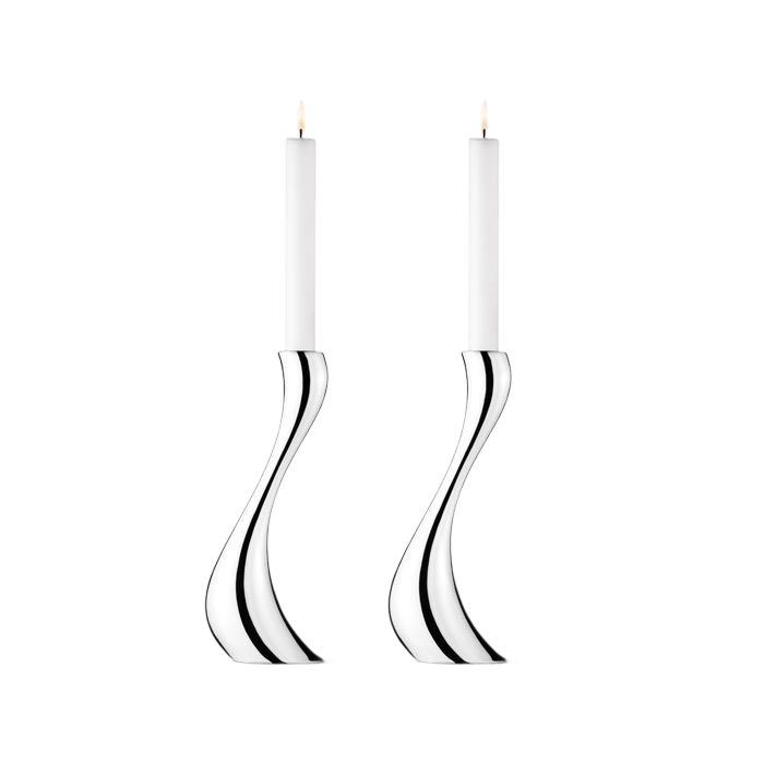Stainless Steel Cobra Pair of Large Candle Holders