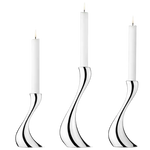 These are the Georg Jensen Stainless Steel Cobra Set of 3 Candle Holders
