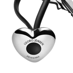 This polished Georg Jensen keyring features a stainless steel heart detail.