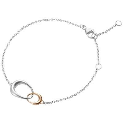 This is the Georg Jensen Sterling Silver and 18 KT. Rose Gold Offspring Interlocking Bracelet.
