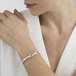 Sterling Silver & White Diamond Torun Bangle