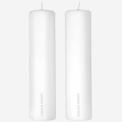 Elegant Georg Jensen White Candle Pair - made from paraffin wax.