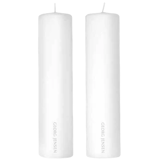 Elegant Georg Jensen White Candle Pair - made from paraffin wax.