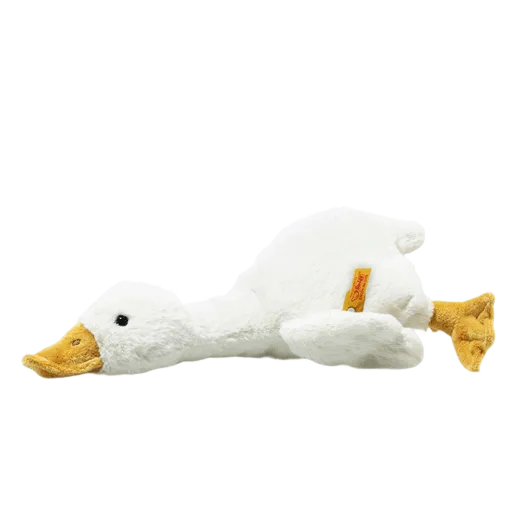 Steiff's Gilda the Goose comes with a small beanbag stuffing so it can lay down flat or stand up.