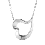 This Georg Jensen Love Leaf Heart Sterling Silver Pendant is attached sideways with a delicate sterling silver chain.