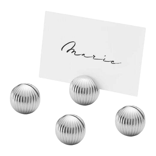 This Bernadotte Chrome Table Card Holders 4pc by Georg Jensen looks great on a table served with other pieces from the range.