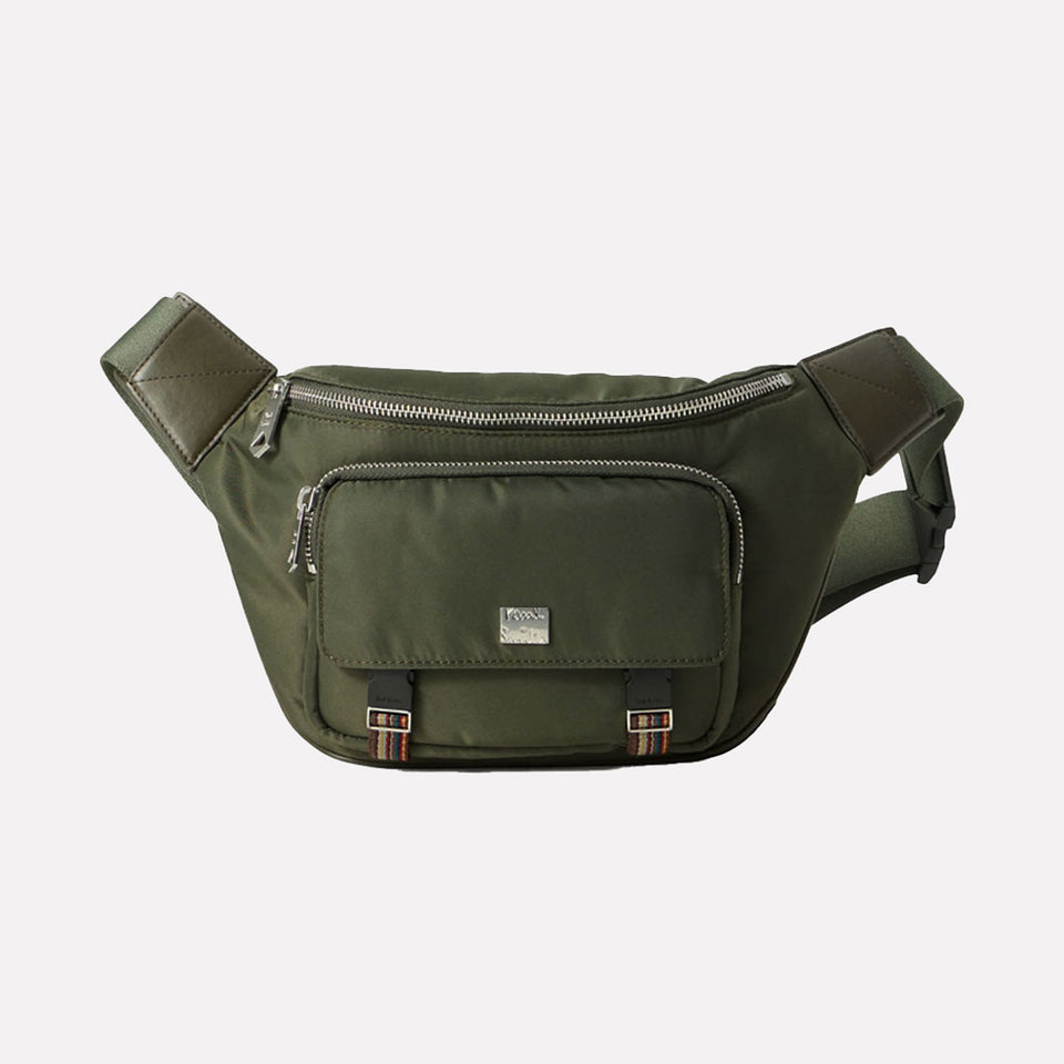 This Paul Smith green waist bag is made from a nylon material.