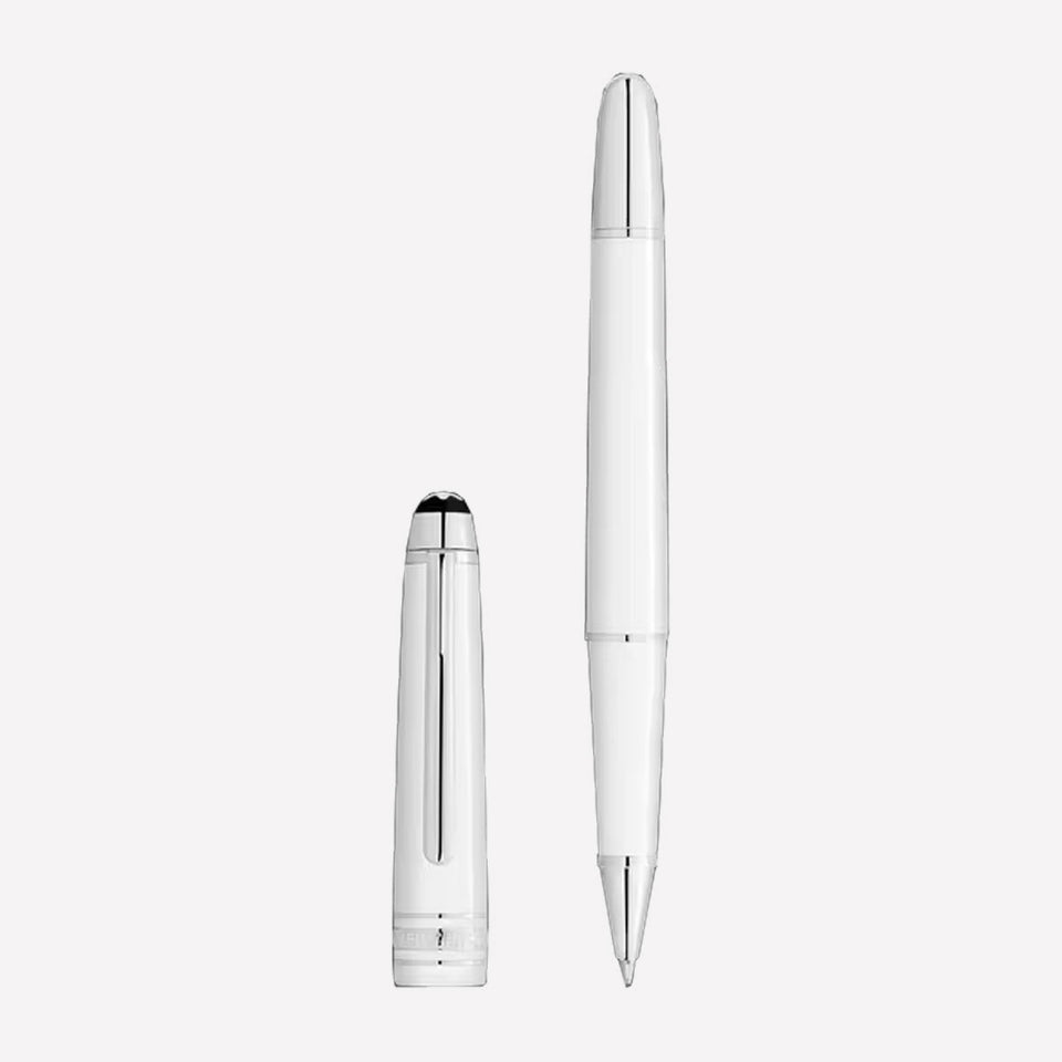 This Montblanc rollerball pen is made from a white resin material.