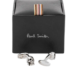 These Paul Smith Men's Skull Cufflinks are made out of copper and zinc.