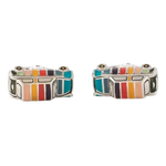 Paul Smith's Men's Silver 'Artist Stripe' Mini Cufflinks are made out of copper and zinc with an enamel inlay to add colour.