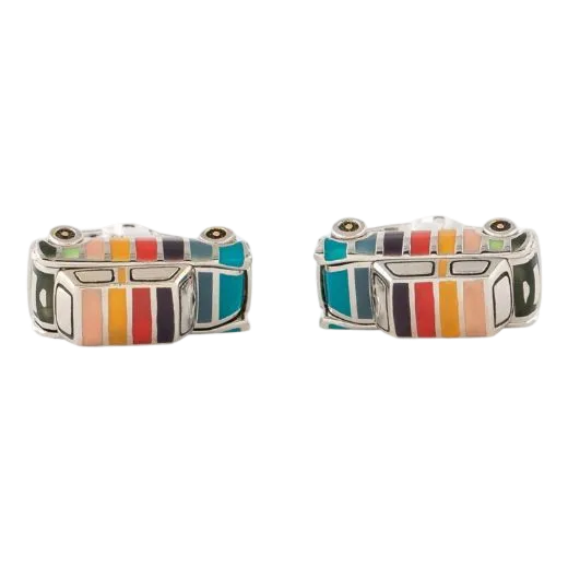 Paul Smith's Men's Silver 'Artist Stripe' Mini Cufflinks are made out of copper and zinc with an enamel inlay to add colour.