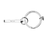 This Silver Artist Stripe Mini Keyring by Paul Smith has the signature engraved onto the metal hardware for subtle branding.