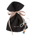 This Silver Artist Stripe Mini Keyring by Paul Smith will come in a branded dust bag that has a striped ribbon fastening.