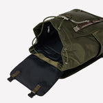 Paul Smith green signature backpack comes with a large open compartment.