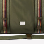 Green Recycled Nylon Holdall with Signature Stripe Trim
