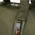 Green Recycled Nylon Holdall with Signature Stripe Trim