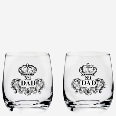 Royal Scot Crystal has created this set of 2 x 24cl 'No.1 Dad' Engraved Barrel Tumblers.