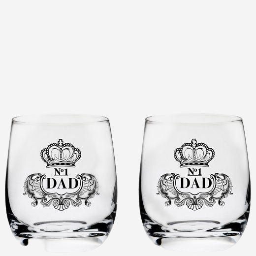 Royal Scot Crystal has created this set of 2 x 24cl 'No.1 Dad' Engraved Barrel Tumblers.