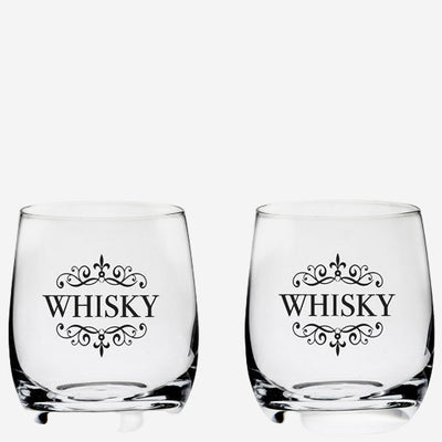 Royal Scot Crystal's 2 x 24cl 'Whisky' Engraved Barrel Tumblers can be engraved on the back.