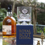 This Royal Scot Crystal Dimple Base 'No.1 Dad' Engraved Large Tumbler will be presented inside a blue gift box.