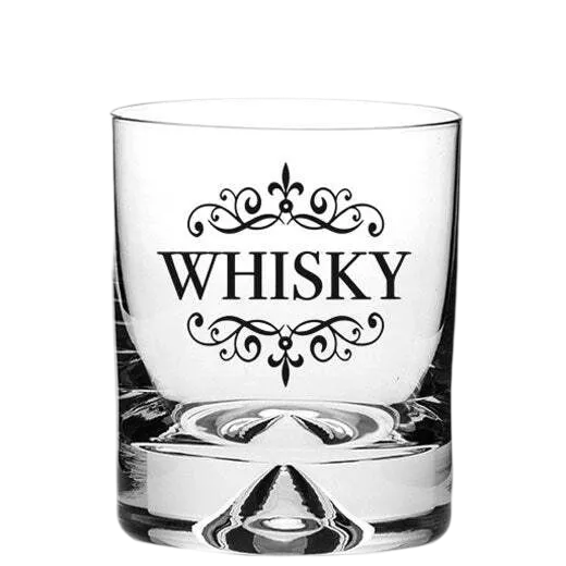 This Dimple Base 'Whisky' Engraved Large Tumbler has been created by Royal Scot Crystal.