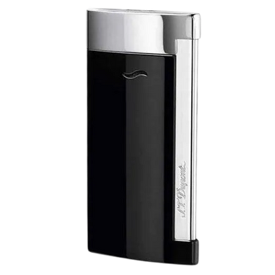 S.T. Dupont Slim 7 Lighter, Torch Flame, In Black and Chrome.