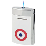 This S.T. Dupont Paris White Rosette Minijet Lighter features a single blue flame.