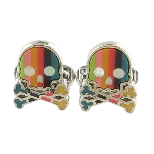 These skull shaped Paul Smith cufflinks come with the multi stripe design on the front.